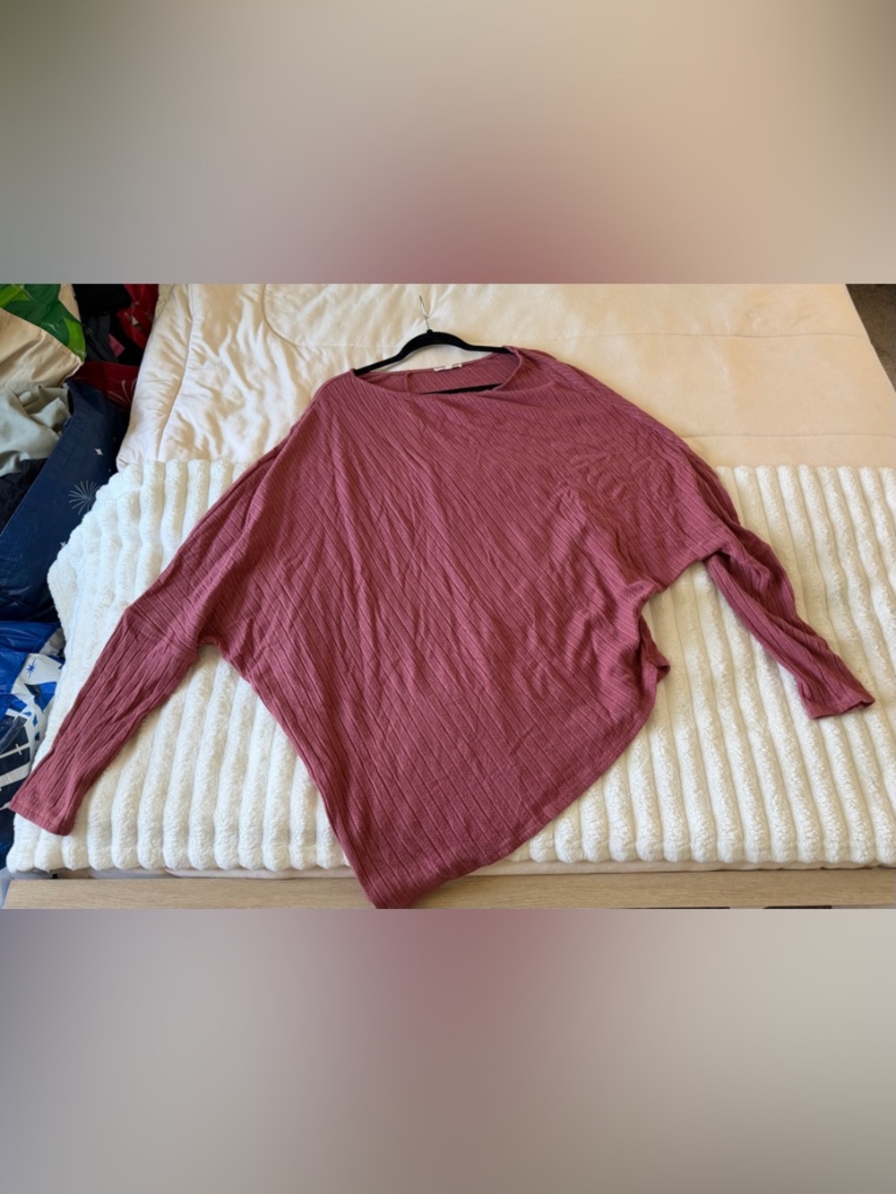 easel Ribbed Poncho long sleeve Top - Rose Mauve